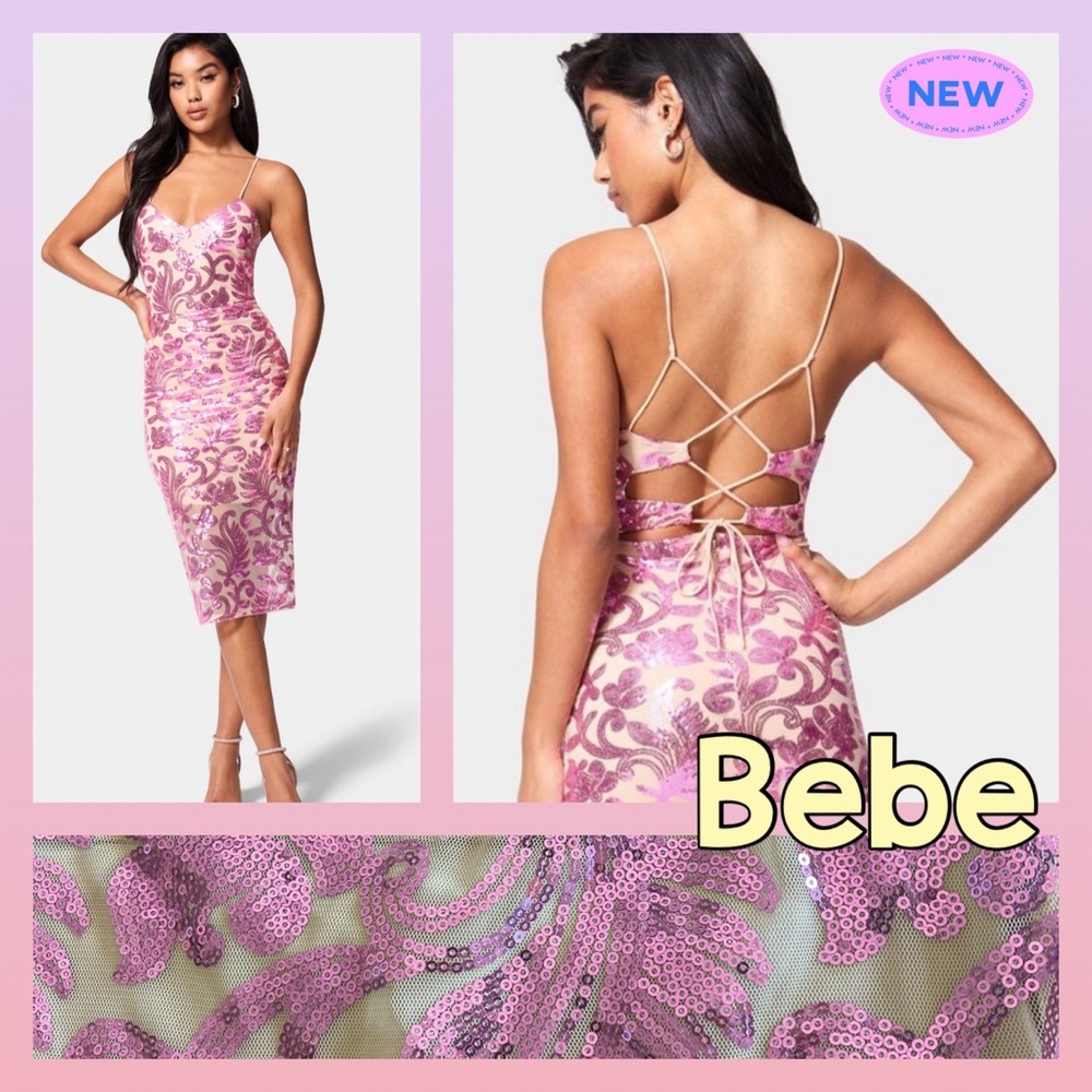 COPY - Bebe SPARKLE MESH MIDI DRESS